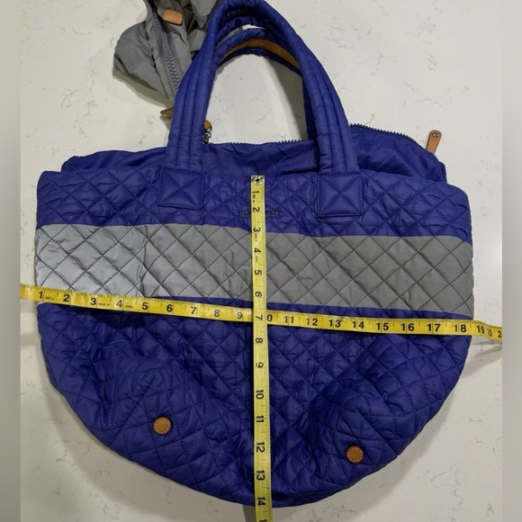 MZ Wallace Color Block Ultramarine Blue and Silver Reflective Medium Metro Tote - Picture 3 of 13